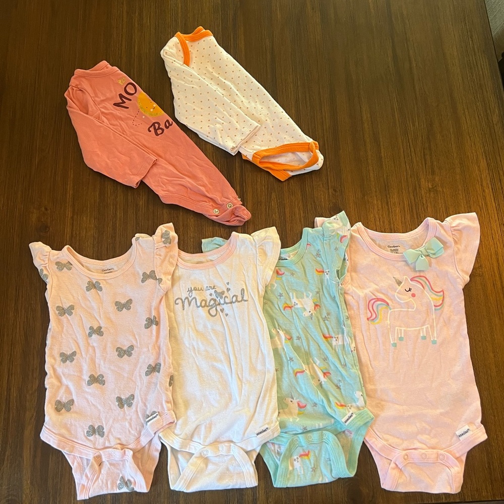 BABY GIRL ONESIE RUFFLE SHORT LONG SLEEVE SET CUTE FASHION 6-9 MONTHS